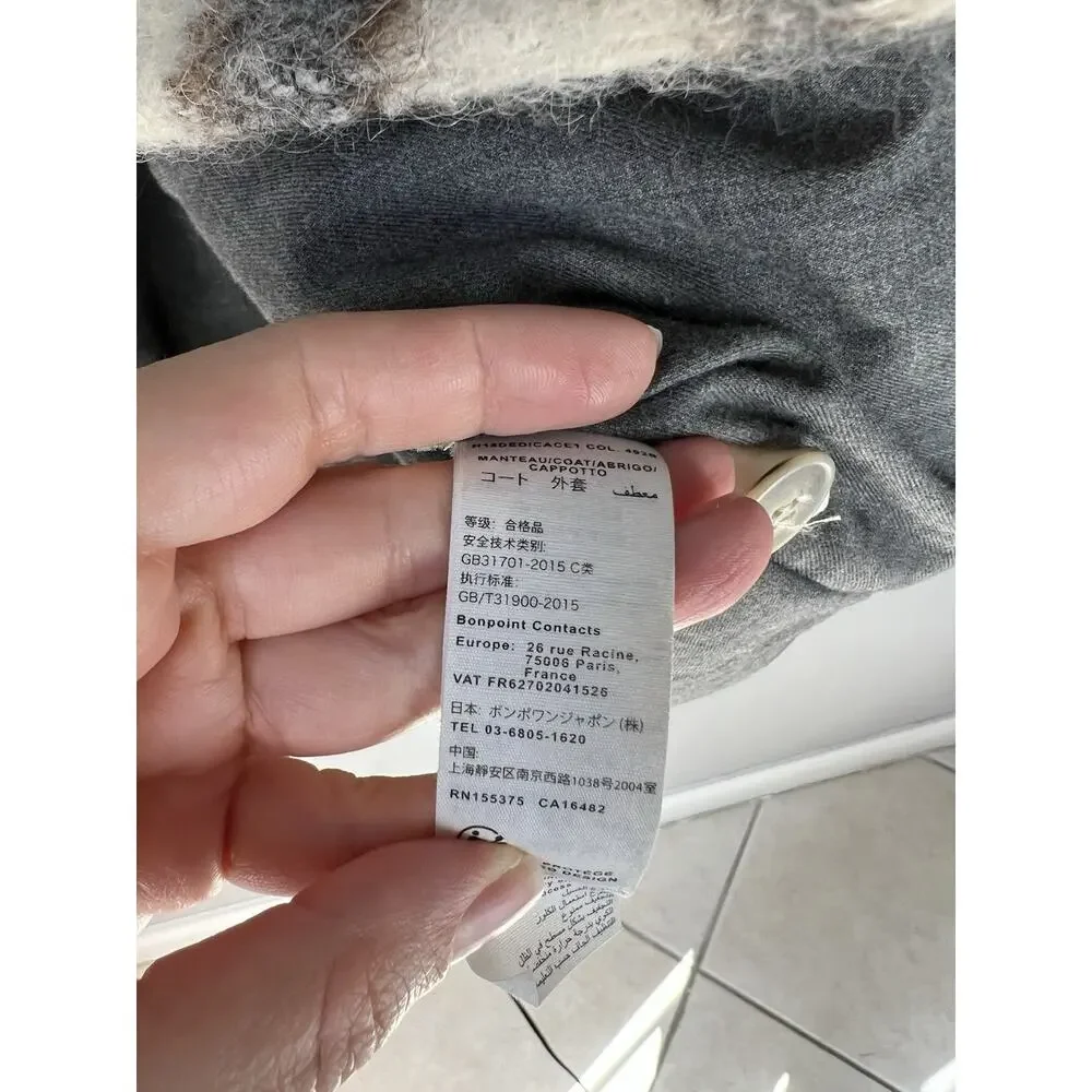Bonpoint France Girls Wool Plaid Pea Coat Size 10 Mohair Alpaca Button Kids